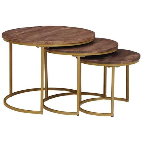 Tavoli da Caffè Nido 3 pcs Legno massello di mango e acciaio - Foto 1