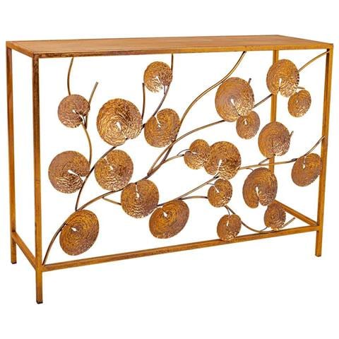 Mobile Da Ingresso In Metallo Dorato 100x35x70,5h - Foto 1