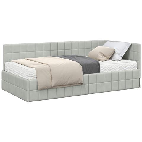 Struttura Letto Angolare con Materasso 2 pcs Grigio chiaro - Foto 1