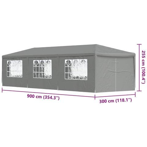Tenda Party 900 x 300 x 255 cm Grigio Chiaro PE e Acciaio - Foto 9