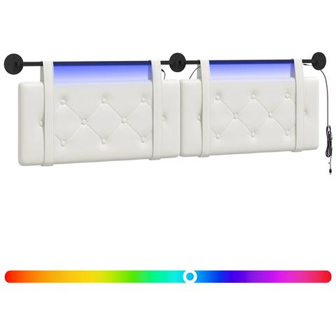 Testiera sospesa Con luce LED Bianco Similpelle - Foto 1