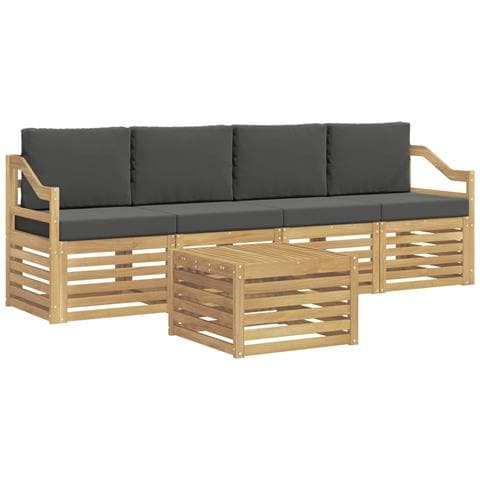 Set di divani da esterno 5 pcs Bianco e Antracite Poliestere - Foto 1