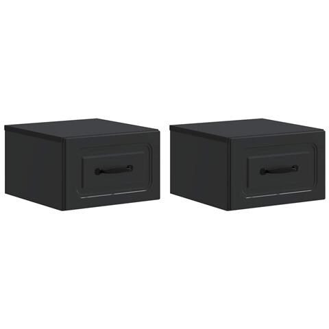 Mobiletto da notte a muro 2 pcs Nero 34,5 x 33 x 20 cm - Foto 1