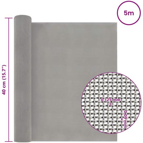 Rete per schermatura 40 x 500 cm 120 Mesh Argento - Foto 7