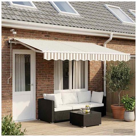 Tenda retrattile Grigio chiaro e bianco 400 × 300 cm Poliestere - Foto 2