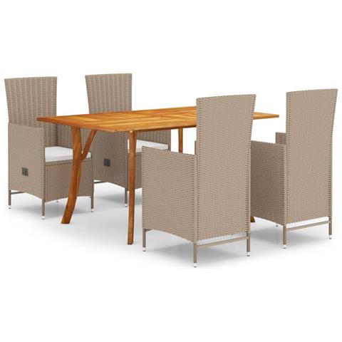 Set Mobili da Pranzo per Giardino 5 pz Beige - Foto 1