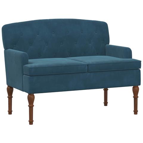 Loveseat con bottoni imbottiti Blu 111 x 65 x 79 cm Velluto - Foto 1
