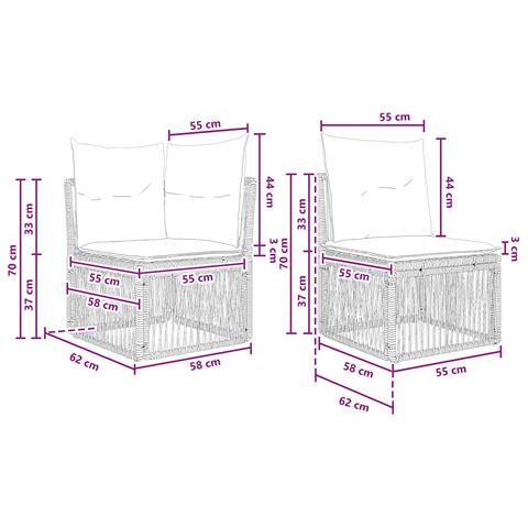 Set Divano da Giardino 6 pz 6-Numero di posti Nero polyrattan - Foto 8