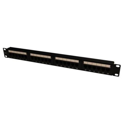 Patch Panel Per Rack 19 Pannello 24 Porte Cat 6 Utp, 1 Unit Con Asole Fissaggio Cavi, Colore Nero - Foto 1