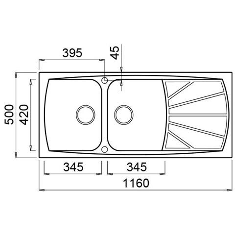 Lavello Living 500 Granitek 116x50 cm 2 vasche con gocciolatoio Colore Grigio Pietra 55 - Foto 2