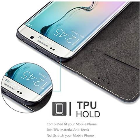 Custodia Compatibile Con Samsung Galaxy S6 Edge In Oro Rosato Nero - Coperchio Protettiva Con Chiusura Magnetica, Funzione Stand E Tasca Per Le Carte - Foto 2