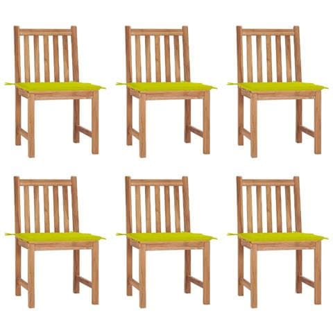 Sedie da Giardino 6 pz con Cuscini in Legno Massello di Teak - Foto 1