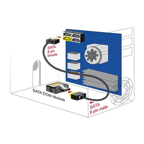 0.3m, SATA / SATA 8p 0.3m Nero, Giallo cavo SATA - Foto 2