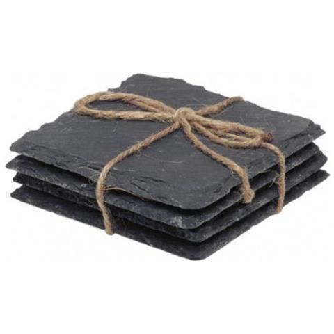 Sottobicchiere In Pietra 10 X 10 Cm 4 Pezzi Nero - Foto 1
