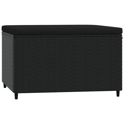Poggiapiedi Da Giardino Con Cuscino In Polyrattan Nero - Foto 2