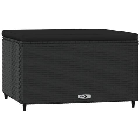 Poggiapiedi Da Giardino Con Cuscino In Polyrattan Nero - Foto 1