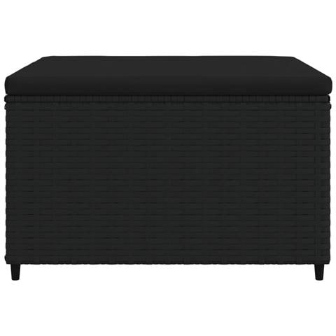 Poggiapiedi Da Giardino Con Cuscino In Polyrattan Nero - Foto 6