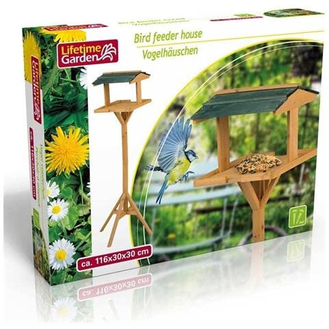 Casetta Mangiatoia Per Uccelli Da Giardino Bird House In Legno 115x35x35cm - Foto 2