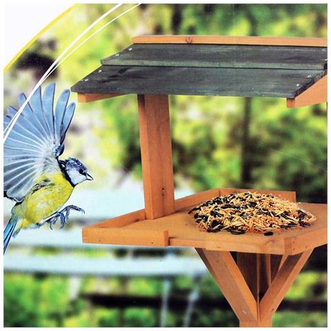 Casetta Mangiatoia Per Uccelli Da Giardino Bird House In Legno 115x35x35cm - Foto 3