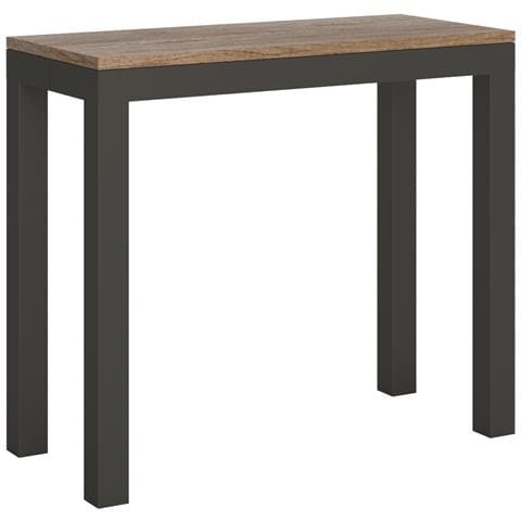 Consolle Allungabile 90x40/196 Cm Everyday Small Evolution Telaio Antracite - Quercia Natura - Foto 5