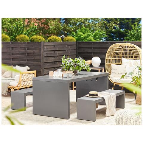 Set Da Giardino 4 Posti A U In Cemento Grigio Taranto - Foto 1