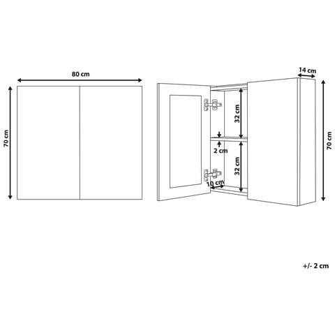 Armadio A Muro Per Specchio Da Bagno Navarra 80 Cm 70 Cm Nero - Foto 2