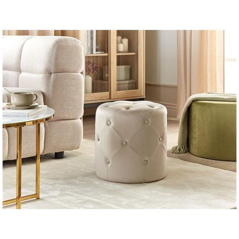 Pouf Corolla Velluto Bianco Sporco - Foto 1