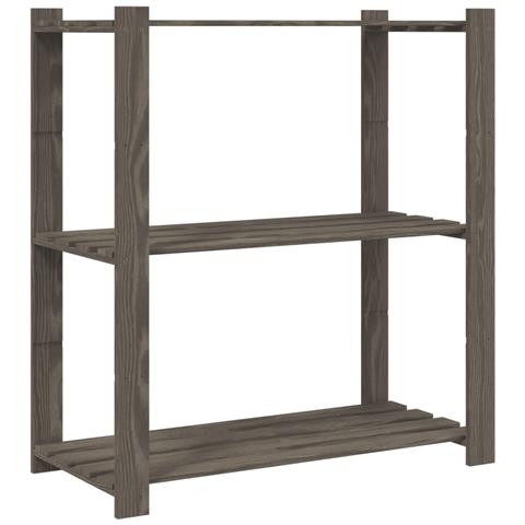 Scaffale A 3 Livelli Grigio 80x38x90 Cm In Legno Di Pino - Foto 2