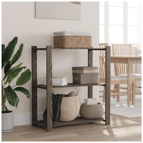 Scaffale A 3 Livelli Grigio 80x38x90 Cm In Legno Di Pino - Foto 1