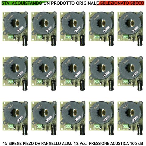 Sirena Da Pannello Diffusore Piezo 15 Pezzi Acustica 105 Db Alimentazione 12 Vcc Morsetti Polarizzati Assorbimento 80 - Foto 1