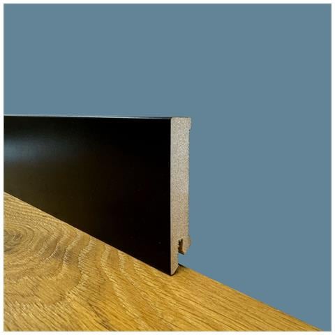 Battiscopa Zoccolino Squadrato In Fibra Di Legno Compatta 80x15 Nero (total Black) - Foto 1