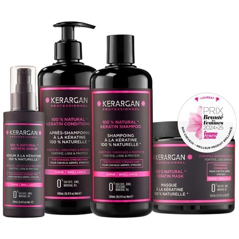 Set Ultra Riparatore Shampoo, Balsamo, Maschera & Siero Alla Cheratina Per Capelli Danneggiati E Stressati - Rivitalizza & Protegge - Senza Solfati, Ogm, Silicone - 3x500 Ml + 100 Ml - Foto 1