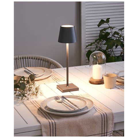Lampada Da Tavolo Senza Fili A Led Baceiro Con Dimmer Metallo Grigio Scuro - Foto 1