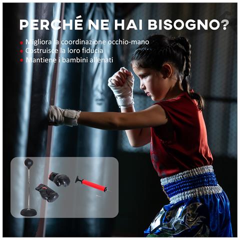 Punching Ball da Terra con Guantoni, Altezza Regolabile 126-144 cm e Base Riempibile, Nero - Foto 6