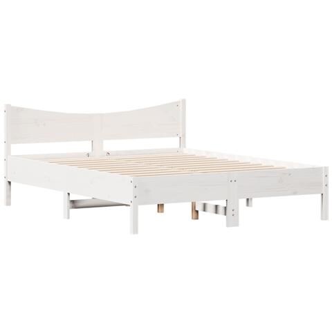 Giroletto Senza Materasso Bianco 150x200 Cm Legno Massello Pino - Foto 3