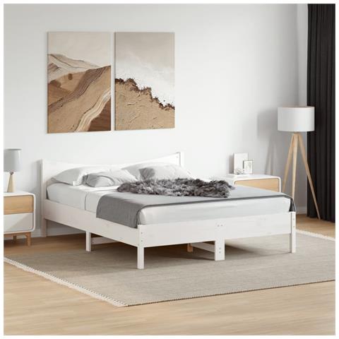 Giroletto Senza Materasso Bianco 150x200 Cm Legno Massello Pino - Foto 1