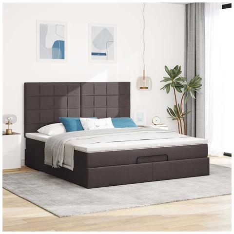 Struttura Letto Pouf Con Materasso 180x200 Cm In Tessuto - Foto 3