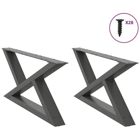 Gambe Per Tavolino 2 Pz Antracite 70x(30-31,3) Cm In Acciaio - Foto 1