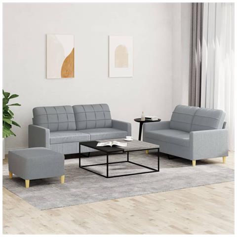 Set Di Divani 3 Pz Con Cuscini Grigio Chiaro In Tessuto - Foto 1
