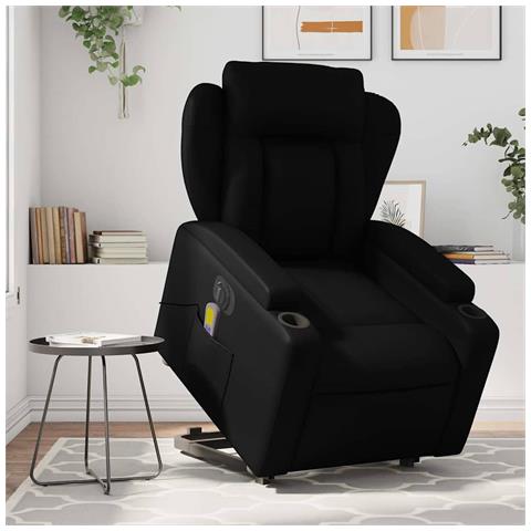 Lusso Casadino - Poltrona Alzapersona Massaggiante Elettrica Nera In Similpelle - Foto 8