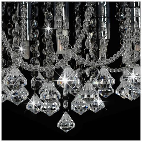 Lampadario Perle Di Cristallo Argento Rotondo 4 Lampadine G9 - Foto 6