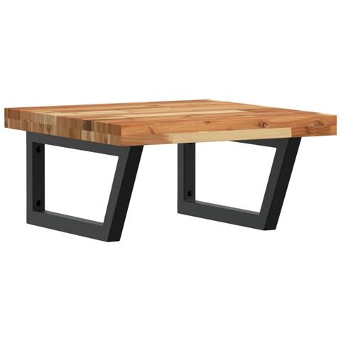 Ripiano A Parete Per Lavabo In Acciaio E Massello Di Acacia - Foto 1