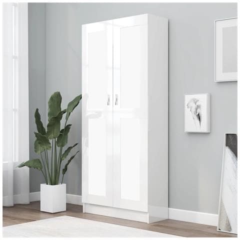 Libreria Bianco Lucido 82,5x30,5x185,5 Cm In Legno Multistrato - Foto 8