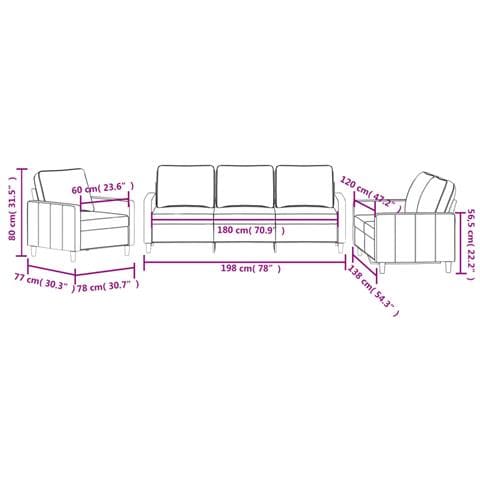 Set di Divani 3 pz con Cuscini Blu in Velluto - Foto 7