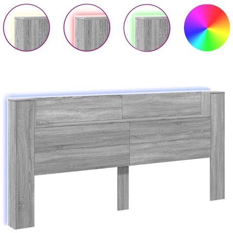 Testiera con Contenitore a LED Grigio Sonoma 220x16,5x103,5 cm - Foto 1