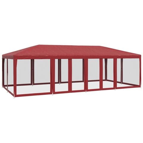 Tenda per Feste con 12 Pareti Laterali in Rete Rossa 8x4 m HDPE - Foto 1