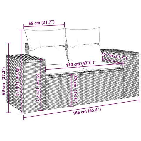 Set Divani da Giardino 11 pz con Cuscini Polyrattan Marrone - Foto 9