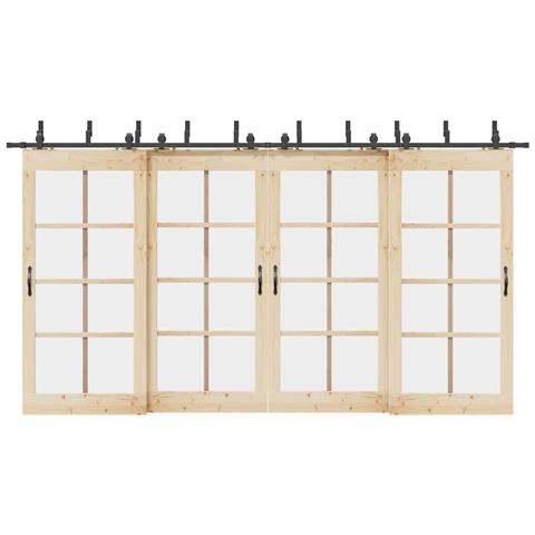 Kit di Binari per Porte Scorrevoli 427 cm Acciaio Nero - Foto 2