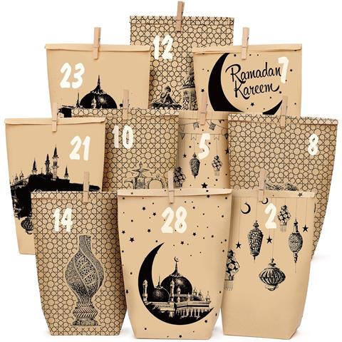 Calendario Ramadan Fai Da Te Per Bambini Sacchetti Di Carta Adesivi Decorazione 30 Pz - Foto 1