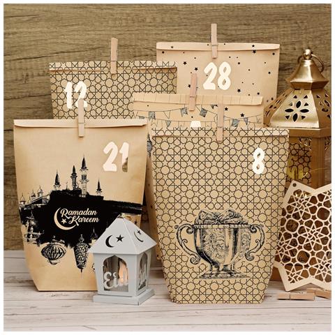Calendario Ramadan Fai Da Te Per Bambini Sacchetti Di Carta Adesivi Decorazione 30 Pz - Foto 6